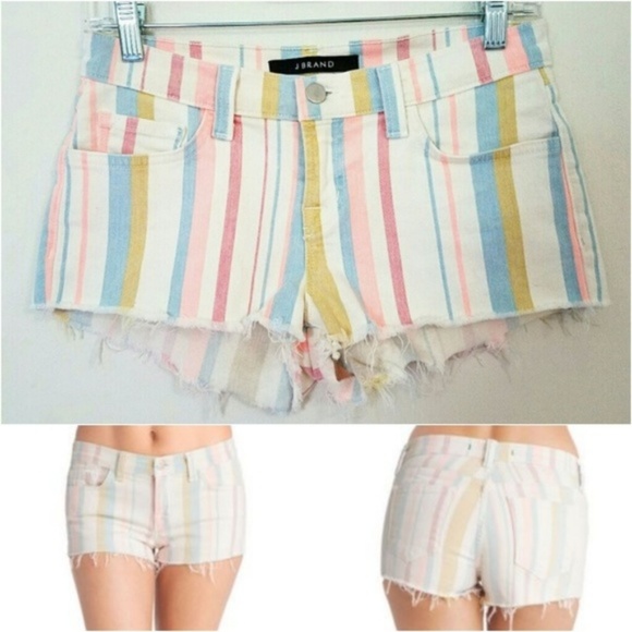 J Brand Candy Stripe Cutoff Denim Shorts 24 - Picture 2 of 8